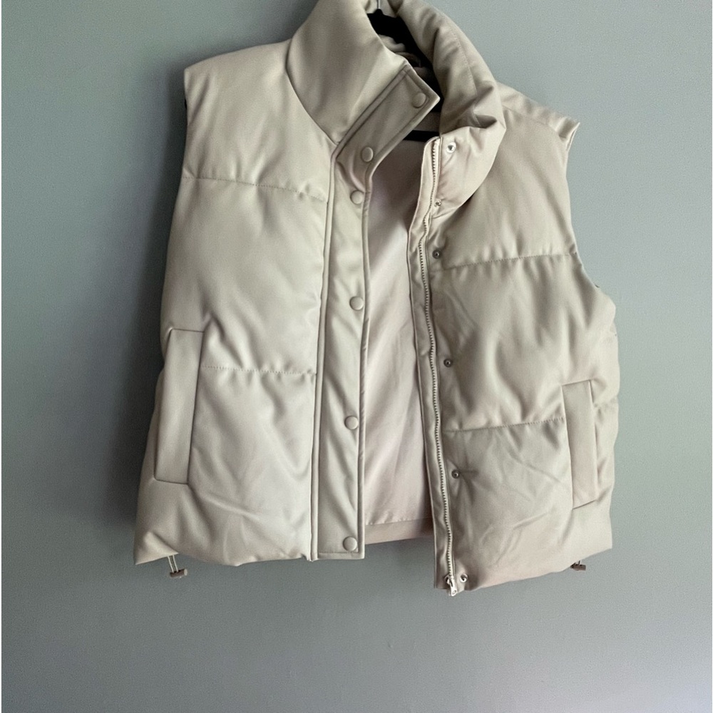 Leather vest high neck jacket